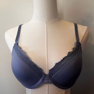 Lucky Brand RN 71222 Underwired T Shirt Bra Size 34 C  Blue Lace Trim Intimates